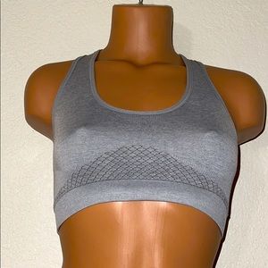Gray sports bra razorback mesh back top